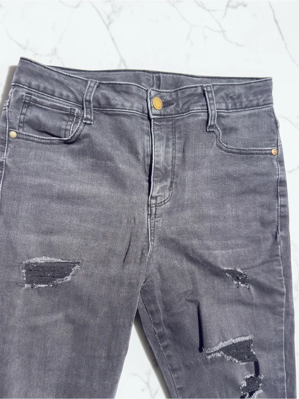 ART CLASS Distressed Skinny Jeans Grunge Washed Black Patched Rips size 10‎